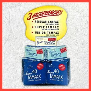 1950s Tampax Tampon Vintage Advertising Sign ‎ 11x19" Cardboard Easel Counter Ad